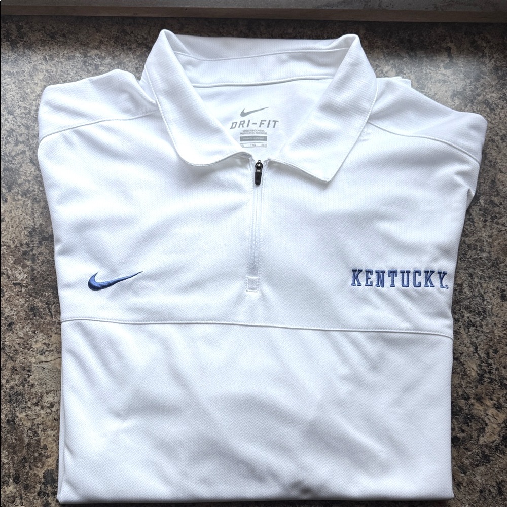 Nike White Dri-FIT Polo with Blue Kentucky Embroidery